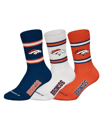 Set de sosete lungi unisex NFL - 3 perechi, Alb fildes/Albastru inchis/Portocaliu mandarina