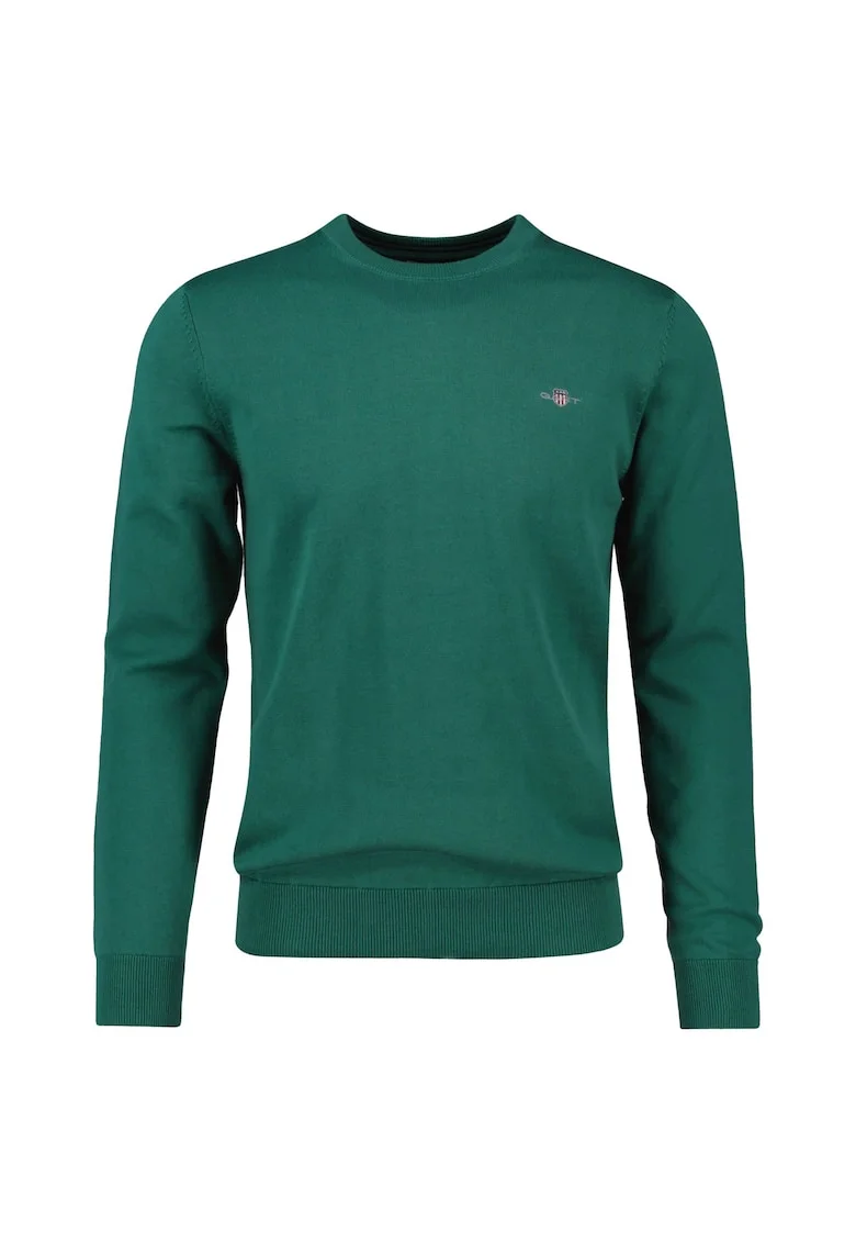 Pulover tricotat fin cu decolteu la baza gatului, Verde aquamarin