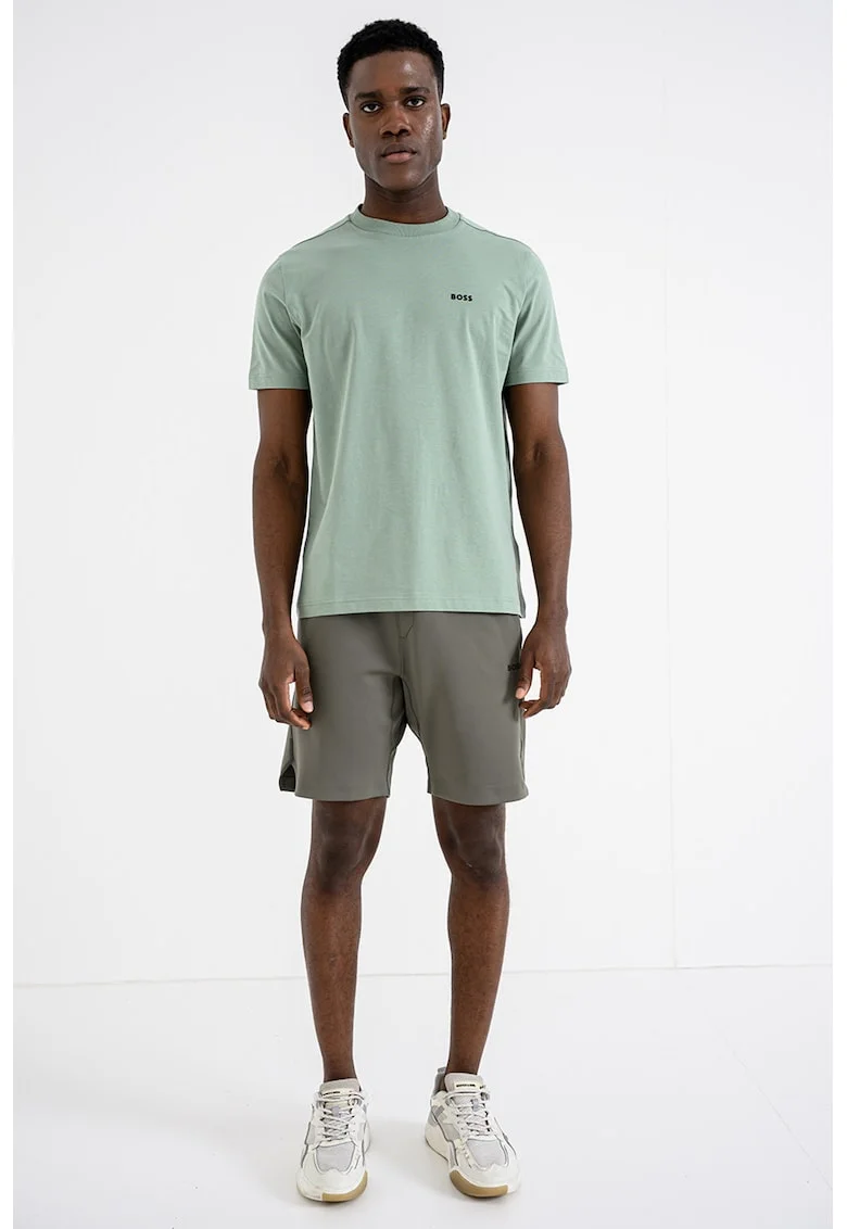 Tricou cu logo discret si decolteu la baza gatului, Verde feriga