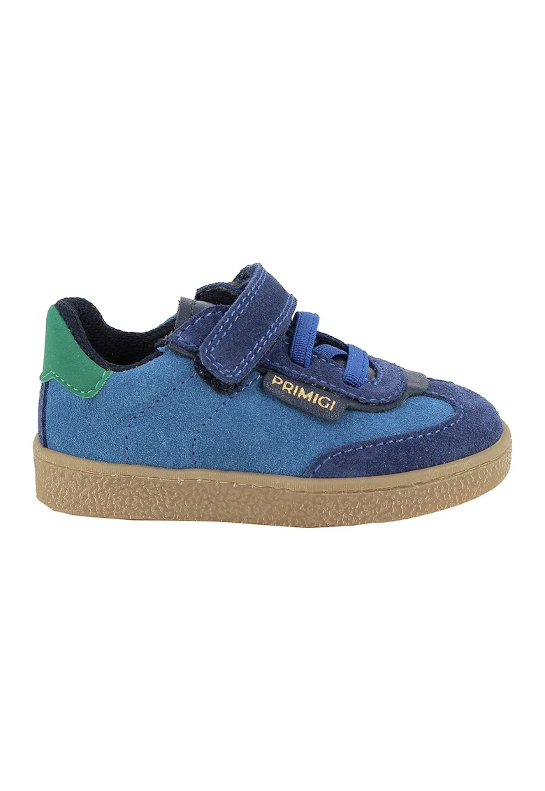 Pantofi sport din piele intoarsa cu inchidere velcro, Albastru inchis/Albastru royal/Verde aquamarin