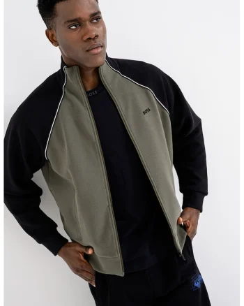 Bluza de trening cu fermoar Join, Negru/Verde sparanghel