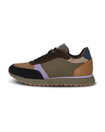 Pantofi sport colorblock, Maro nisip/Verde sparanghel