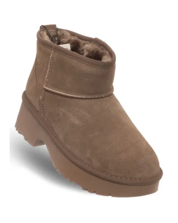 Ghete dama,  SSW521P30/02 LEA SUEDE, piele naturala, maro, talpa din spuma