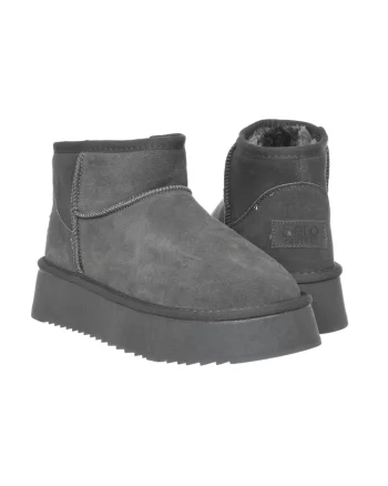 Pantofi dama HUGH Platform piele naturala Gri, Gri