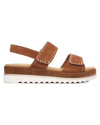 Sandale dama  piele intoarsa, cu barete, maro, casual