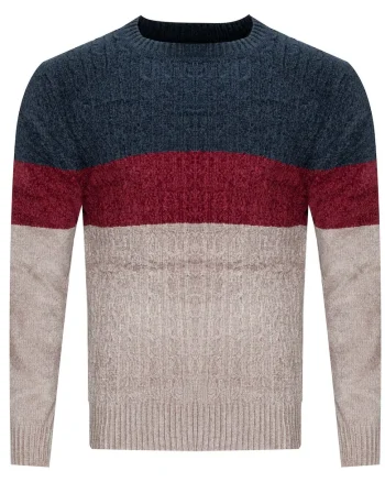 Pulover barbati,  S8663, bleumarin-bordo-bej, Multicolor