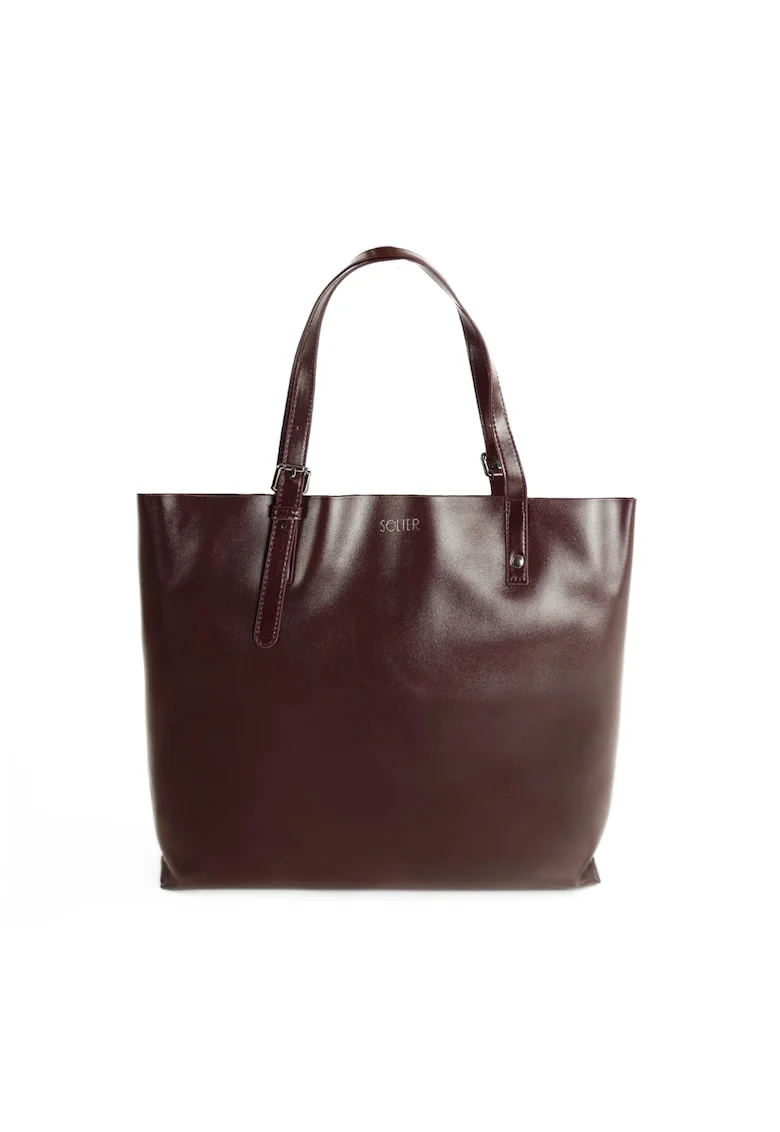 Geanta dama shopper din piele naturala  FL32 Tivora, format A4, compartimente duble, culoare bordo