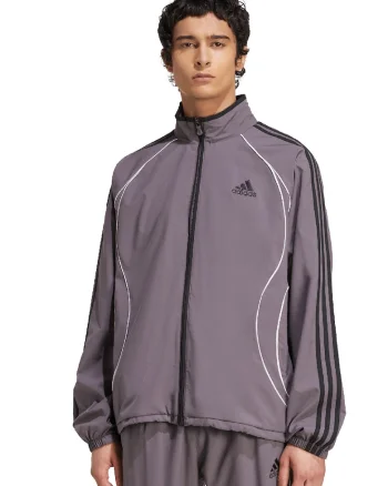 Bluza de trening lejera cu fermoar si guler mediu, Alb/Negru/Lila pal