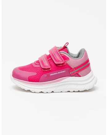 Pantofi sport wedge cu detalii reflectorizante si velcro, Fucsia