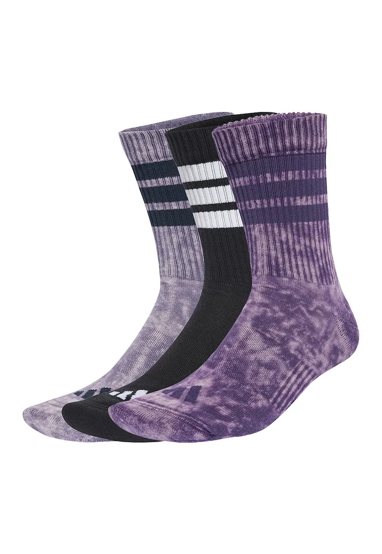 Set de sosete lungi unisex cu aspect decolorat - 3 Perechi, Alb/Mov inchis