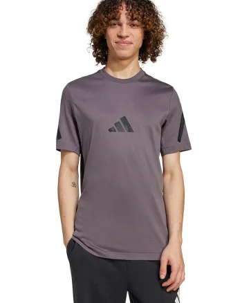 Tricou de bumbac cu model monograma Z.N.E, Negru/Lila pal