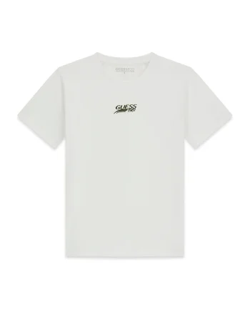 Tricou cu logo si decolteu la baza gatului, Alb murdar