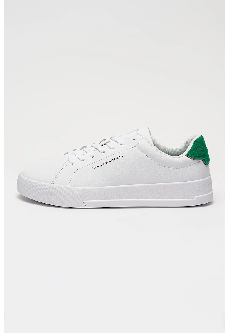 Pantofi sport Court din piele cu logo, Verde/Alb optic