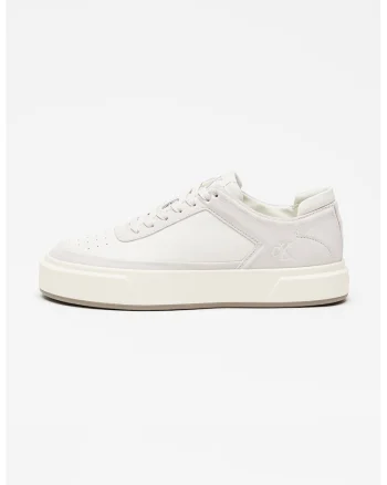Pantofi sport flatform din piele cu logo, Alb/Gri deschis