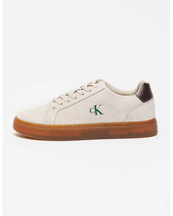Pantofi sport din piele intoarsa cu sireturi si talpa cupsole Classic, Gri deschis/Verde englez