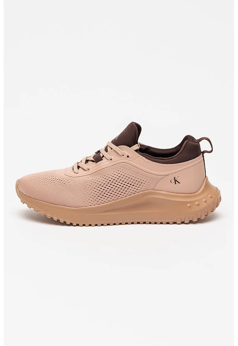 Pantofi sport de plasa respirabila, Maro inchis/Roz prafuit