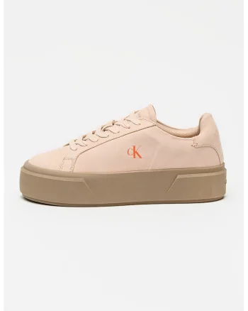 Pantofi sport flatform din piele intoarsa, Piersica