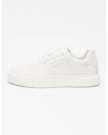 Pantofi sport low-cut de piele, Alb optic