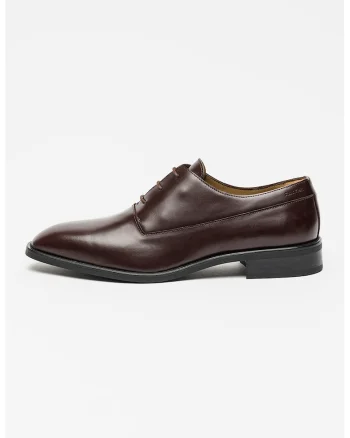 Pantofi oxford din piele si varf ascutit, Maro cognac