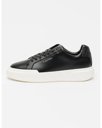 Pantofi sport de piele cu talpa plata, Negru