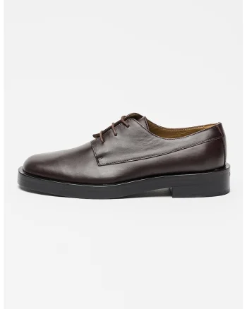 Pantofi derby din piele, Maro cognac