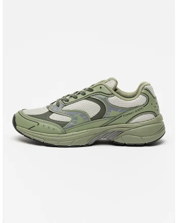 Pantofi sport de plasa cu garnituri de piele ecologica Archive, Verde feriga/Verde fistic