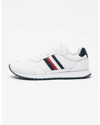 Pantofi sport low-cut cu insertii din piele, Visiniu/Alb optic/Bleumarin