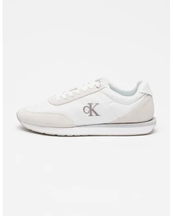 Pantofi sport cu insertii din piele intoarsa Retro Runner, Alb