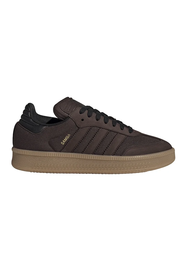 Pantofi sport Samba din piele intoarsa cu insertii din material textil, Maro inchis