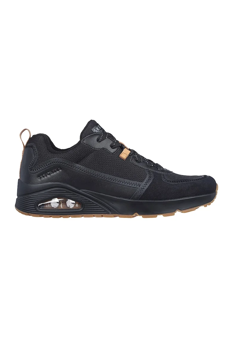 Pantofi sport de piele ecologica si plasa Uno-Layover, Negru