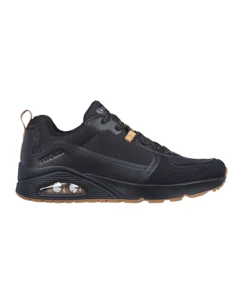 Pantofi sport de piele ecologica si plasa Uno-Layover, Negru