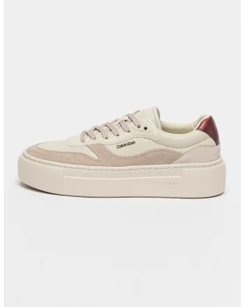 Pantofi sport flatform cu garnituri de piele intoarsa, Alb/Lila pal