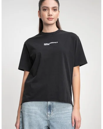 Tricou regular fit din bumbac organic cu logo discret, Negru