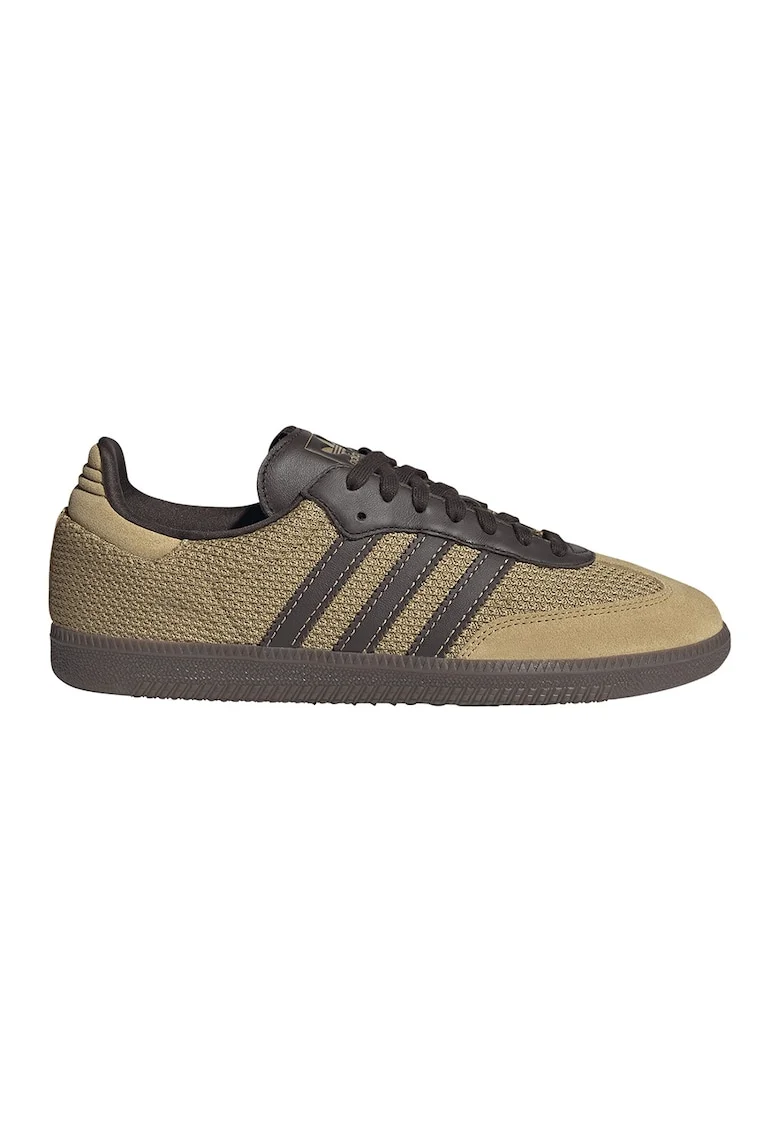 Pantofi sport cu aspect tricotat si garnituri din piele intoarsa Samba, Maro inchis/Maro camel