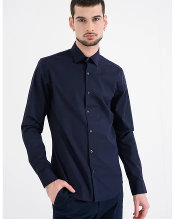 Camasa slim fit din amestec de bumbac, Bleumarin