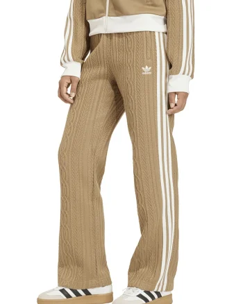 Pantaloni tricotati cu logo, Alb/Maro camel
