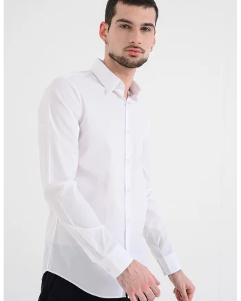 Camasa extra slim-fit cu model uni, Alb optic