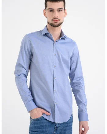 Camasa slim-fit cu model, Alb/Bleumarin