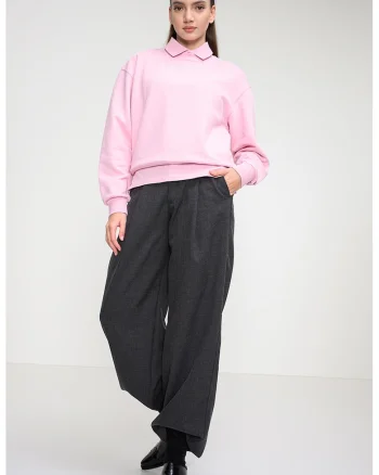 Bluza de trening cu maneci cazute, Roz