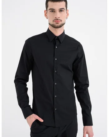 Camasa extra slim-fit cu model uni, Negru