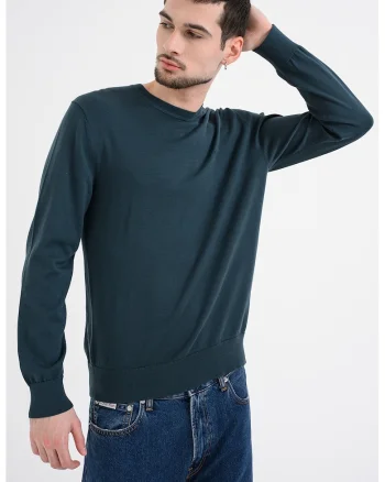 Pulover uni cu decolteu la baza gatului, Verde englez