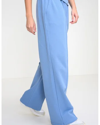 Pantaloni de trening cu croiala dreapta si cusaturi pe partea din fata, Albastru deschis