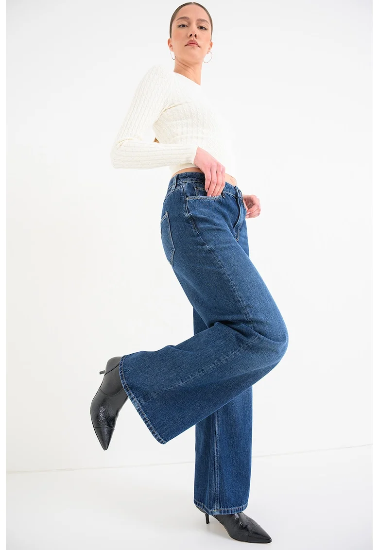 Blugi relaxed fit cu croiala ampla, Albastru inchis