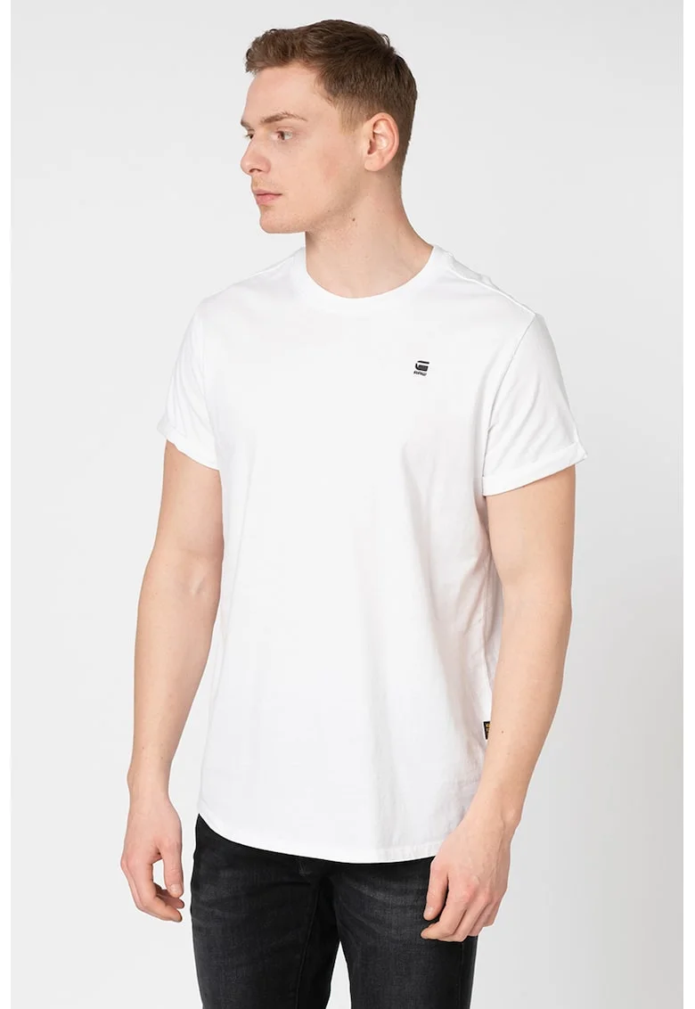 Tricou relaxed fit din bumbac organic D16396-B353, Alb