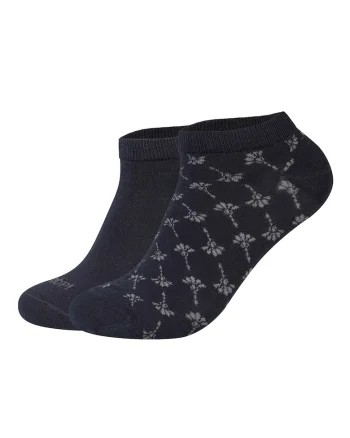 Set de sosete pana la glezna cu model unisex - 2 perechi, Albastru inchis