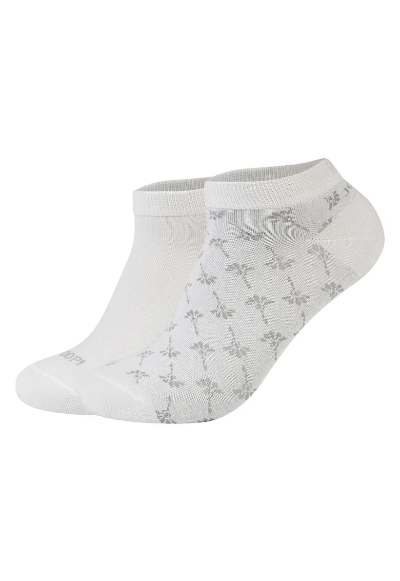 Set de sosete pana la glezna cu model unisex - 2 perechi, Alb