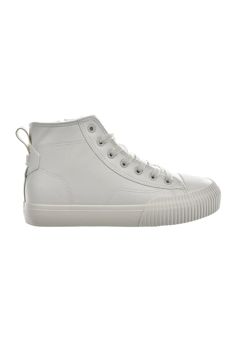 Pantofi sport mid-high de piele ecologica, Alb