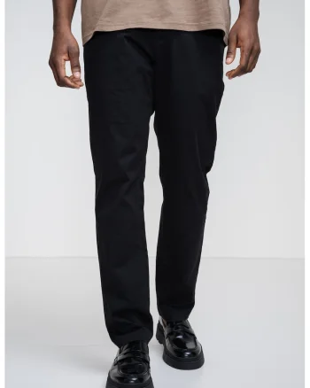 Pantaloni conici cu model uni, Negru