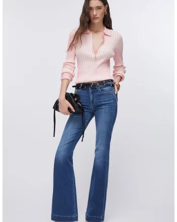 Blugi bootcut cu talie medie, Bleumarin