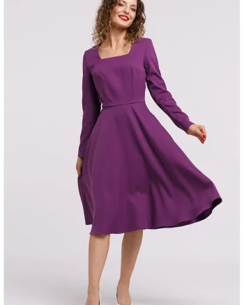 Rochie midi evazata, Mov inchis
